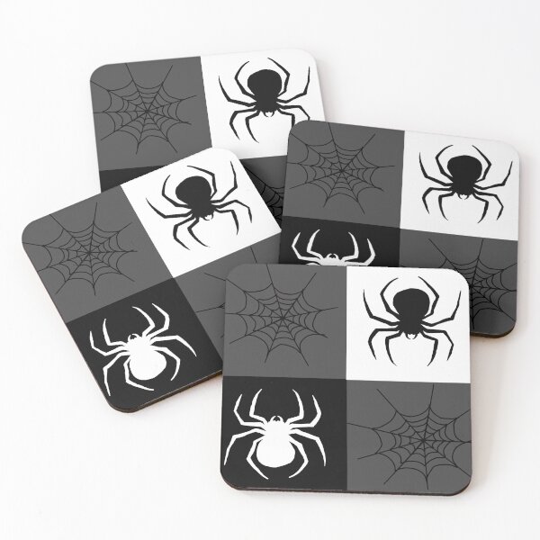 Item preview, White grey and black checkered with spiders and webs designed and sold by DemonicGloom.