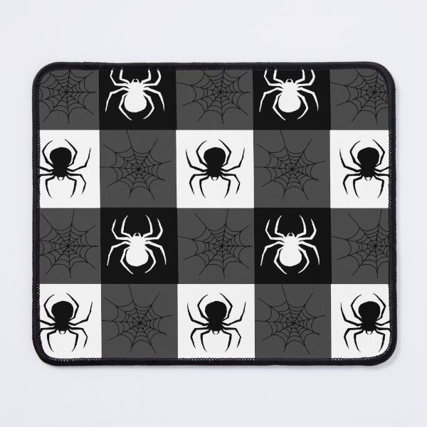 Item preview, White grey and black checkered with spiders and webs designed and sold by DemonicGloom.