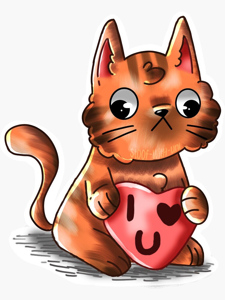 Tabby Cat Valentine Sticker By Stoof With Uni Redbubble 