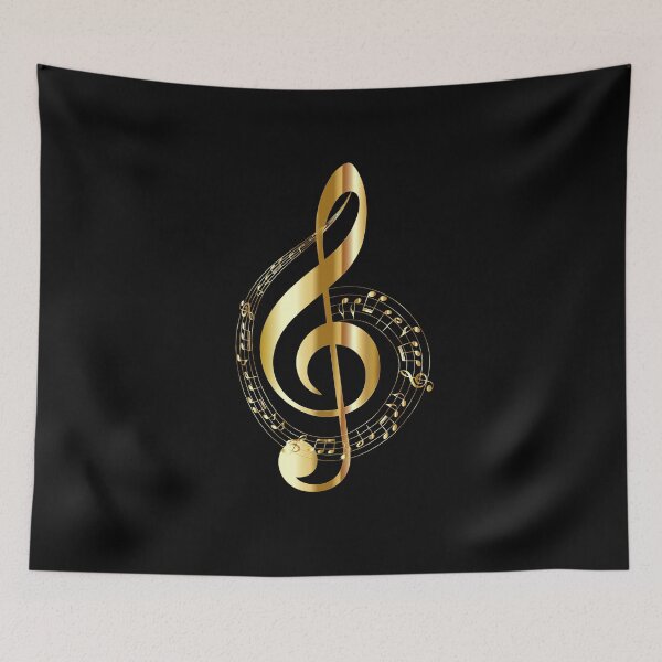 Item preview, Gold treble clef and music score designed and sold by pixxart.