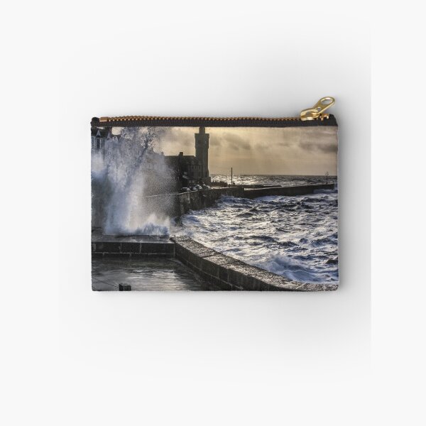 Item preview, Large waves crash in Cornwall Porthleven harbour designed and sold by kathleenjean.