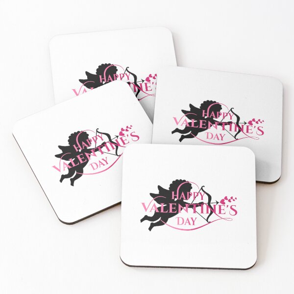Item preview, Cupid Hearts Valentine’s Day (Pink/Black on White) designed and sold by PawsitiveMum.