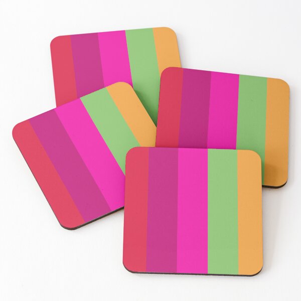 Item preview, Red Magenta Greenish Orange Vertical Five Stripes  designed and sold by LoloTrends.