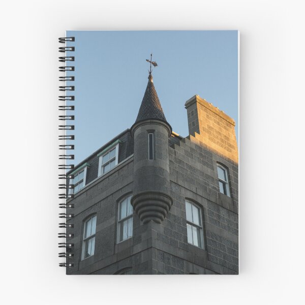 Item preview, Silver City Architecture - Aberdeen Facade with a Whimsical Tower at Sunrise designed and sold by Georgia Mizuleva.