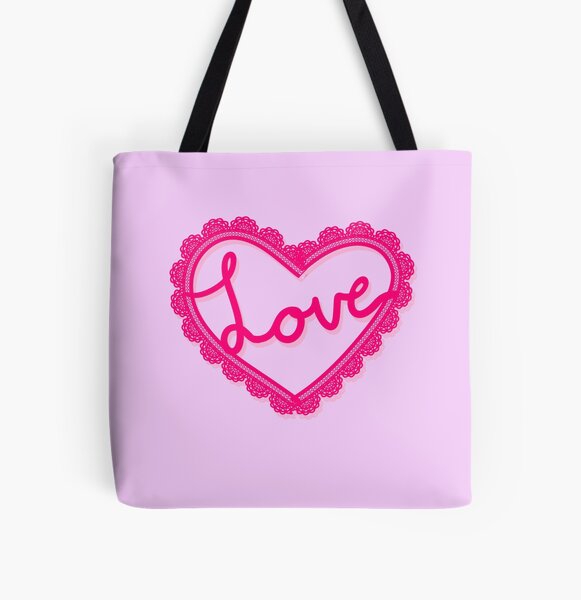 Pink Love Hearts Tote Bag