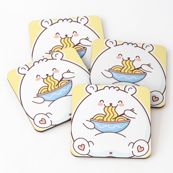 Item preview, kawaii bear eating noodles designed and sold by soumayajp.