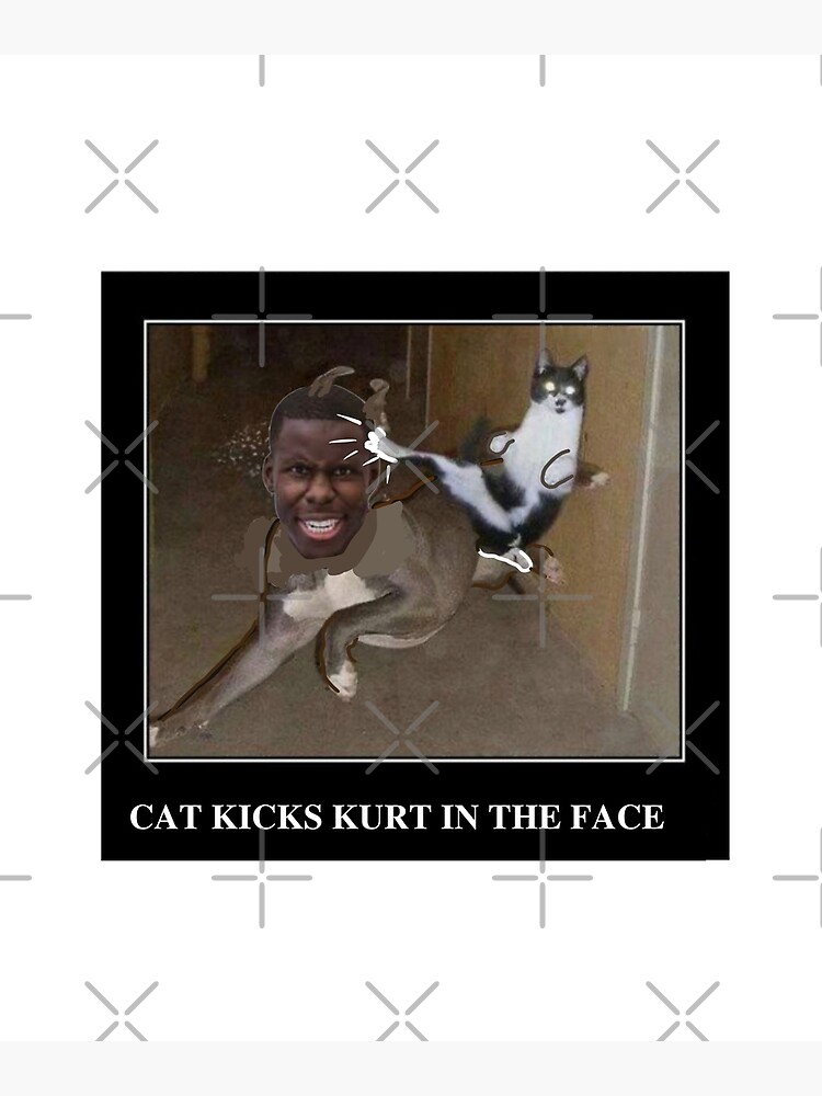 "Meme cat, cat kicks kurt in the face, ninja cat meme." Poster by