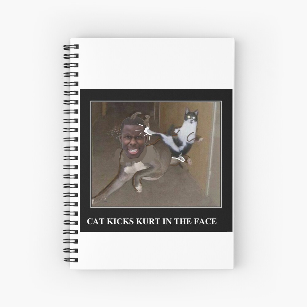 Meme Cat Cat Kicks Kurt In The Face Ninja Cat Meme Spiral Notebook For Sale By Pekeblinders 