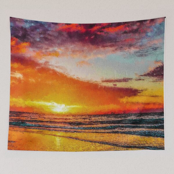 Item preview, Ocean Waves and Beach Shore at Sunset, Romantic View designed and sold by Paintcorner.