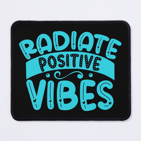 Item preview, Radiate Positive Vibes, Bright Blue Typography with Hearts designed and sold by MamaSweetea.