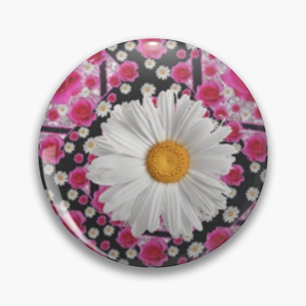 Item preview, WHITE SHASTA DAISY FUCHSIA PINK ROSE PATTERNS  designed and sold by sharlesart.