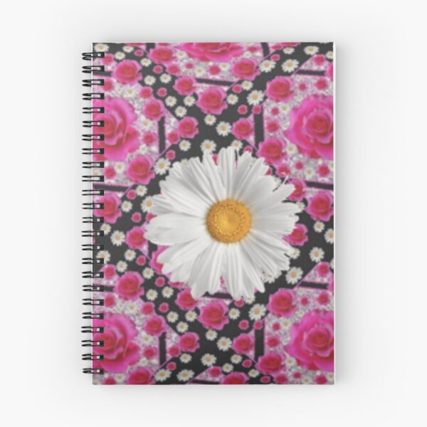 Item preview, WHITE SHASTA DAISY FUCHSIA PINK ROSE PATTERNS  designed and sold by sharlesart.