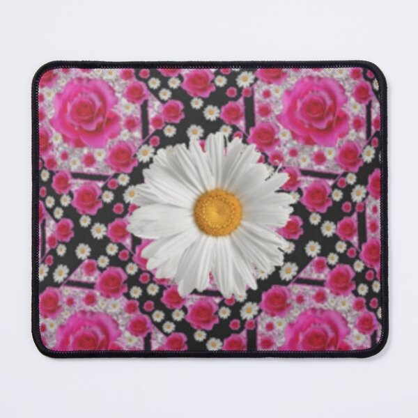 Item preview, WHITE SHASTA DAISY FUCHSIA PINK ROSE PATTERNS  designed and sold by sharlesart.