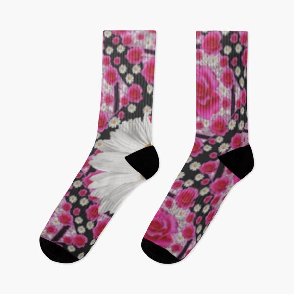 Item preview, WHITE SHASTA DAISY FUCHSIA PINK ROSE PATTERNS  designed and sold by sharlesart.