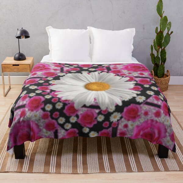 Item preview, WHITE SHASTA DAISY FUCHSIA PINK ROSE PATTERNS designed and sold by sharlesart.