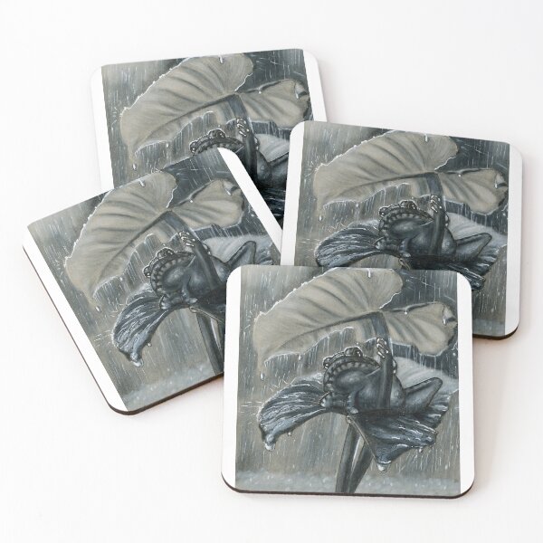 Item preview, Frog, frog card, rain, frog print, light, water, spring, black and white, hand painted designed and sold by ElenaAdamArt.