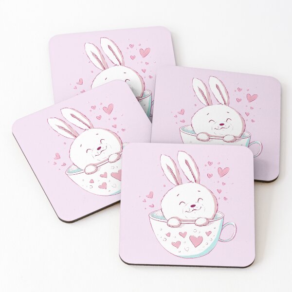 Item preview, Bunny in a Cup with Hearts -- Happy Valentine's Day! designed and sold by MagicStrawberry.
