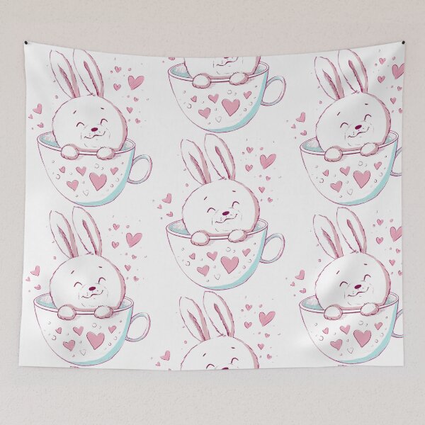 Item preview, Bunny in a Cup with Hearts -- Happy Valentine's Day! designed and sold by MagicStrawberry.