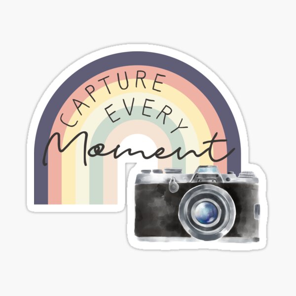 Capture Every Moment Rainbow Vintage Retro Camera Sticker