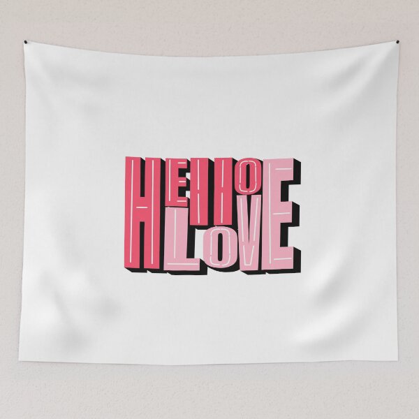 Item preview, Pink and Red Romantic Lined "Hello Love" designed and sold by EuropaPrints.