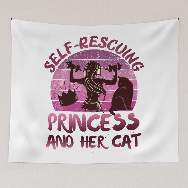 Item preview, Self rescuing princess and her cat pink sunset designed and sold by Chaos-Touch.