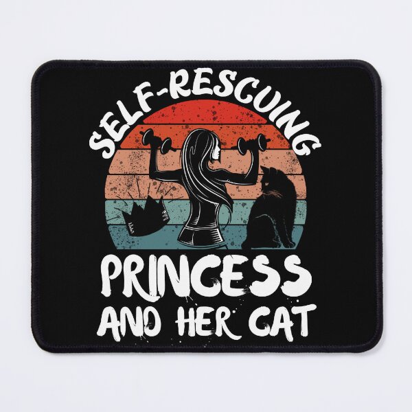 Item preview, Self rescuing princess and her cat sunset black background designed and sold by Chaos-Touch.