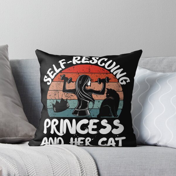 Item preview, Self rescuing princess and her cat sunset black background designed and sold by Chaos-Touch.