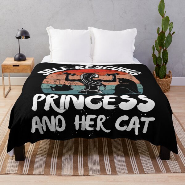 Item preview, Self rescuing princess and her cat sunset black background designed and sold by Chaos-Touch.