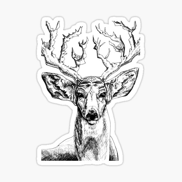 Deer Pen Drawing Sticker
