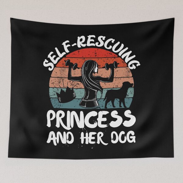 Item preview, Self rescuing princess and her dog sunset black background designed and sold by Chaos-Touch.