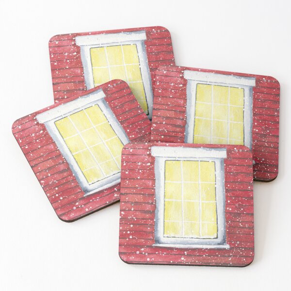 Item preview, Snowy Red Window Painting Design designed and sold by galleasstudio.