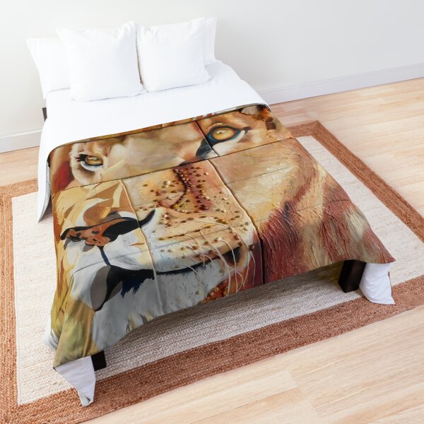 Lion Painting with Texture Comforter