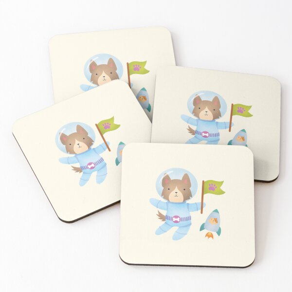 Item preview, Border Collie Astronaut in Space - Cute Dog Illustration - Brown designed and sold by squigglin.