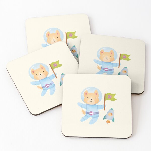 Item preview, Border Collie Astronaut in Space - Cute Dog Illustration - Cream/Beige designed and sold by squigglin.