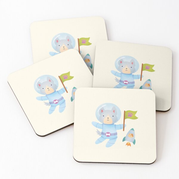 Item preview, Border Collie Astronaut in Space - Cute Dog Illustration - Gray designed and sold by squigglin.