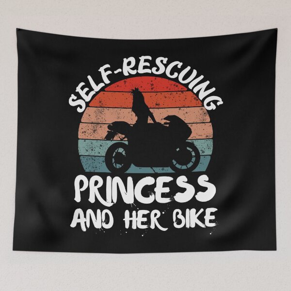 Item preview, Self rescuing princess and her bike sunset black background designed and sold by Chaos-Touch.