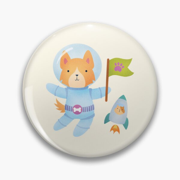 Item preview, Border Collie Astronaut in Space - Cute Dog Illustration - Orange/Red designed and sold by squigglin.
