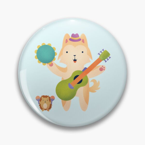 Item preview, Husky Musician with Guitar and Tamborine - Cute Dog Illustration - Cream/Beige designed and sold by squigglin.