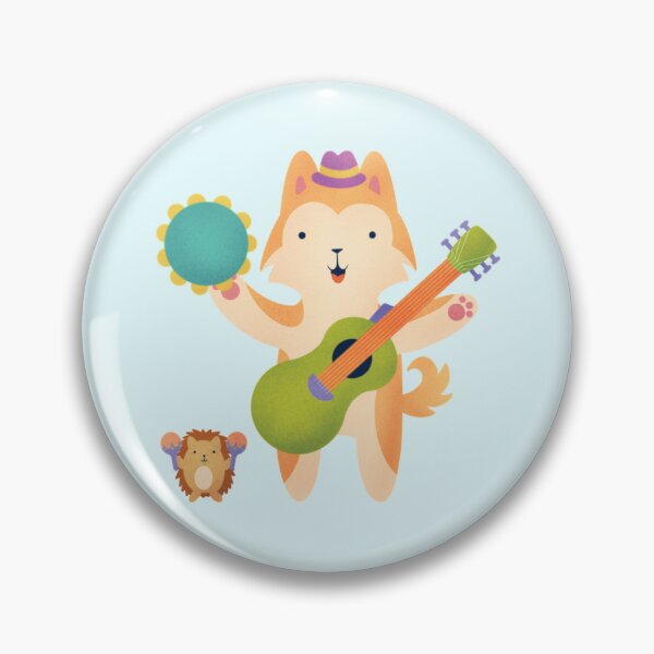 Item preview, Husky Musician with Guitar and Tamborine - Cute Dog Illustration -  Orange/Red designed and sold by squigglin.