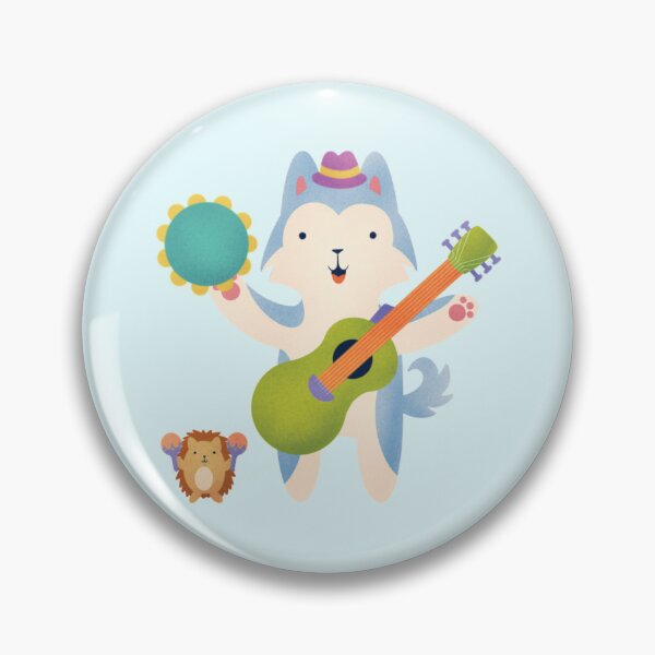 Item preview, Husky Musician with Guitar and Tamborine - Cute Dog Illustration - Gray designed and sold by squigglin.