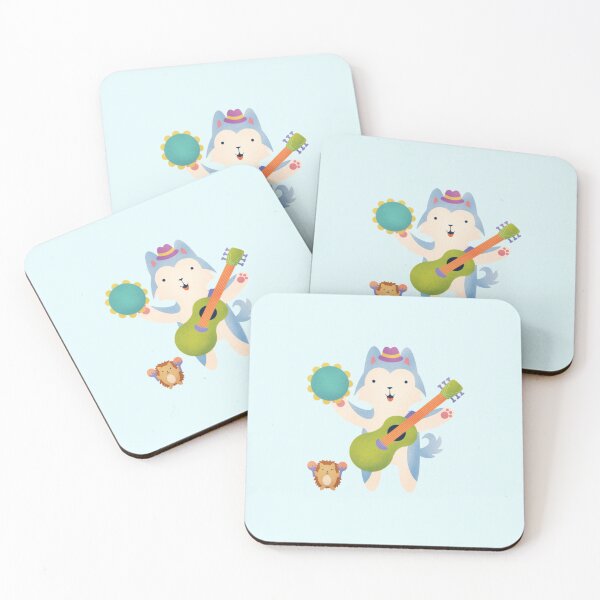 Item preview, Husky Musician with Guitar and Tamborine - Cute Dog Illustration - Gray designed and sold by squigglin.