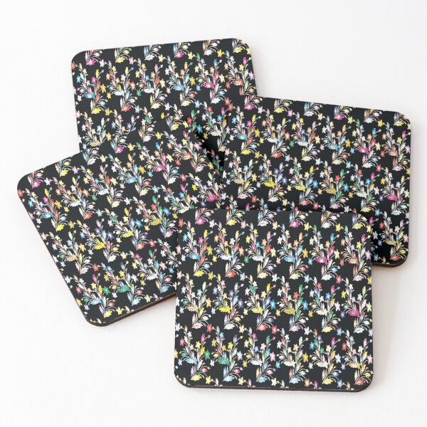 Item preview, Retro Abstract Multi Color Pattern, Black Swirly Floral designed and sold by Mr-true-design.