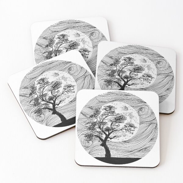 Item preview, Full moon and swirly night sky  designed and sold by artbyminakshi.