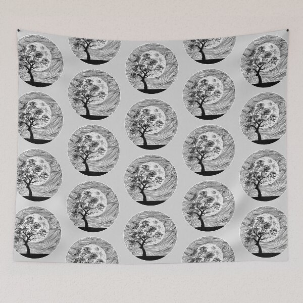 Item preview, Full moon and swirly night sky  designed and sold by artbyminakshi.