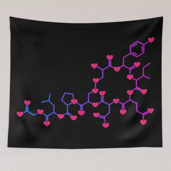 Item preview, Love Hormone Oxytocin Rainbow Chemical Structure (Black Background) designed and sold by Yellow-Eyes.