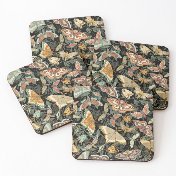 Item preview, Butterflies and Moths on a black foliage background, larger scale designed and sold by Silver Steer Design.