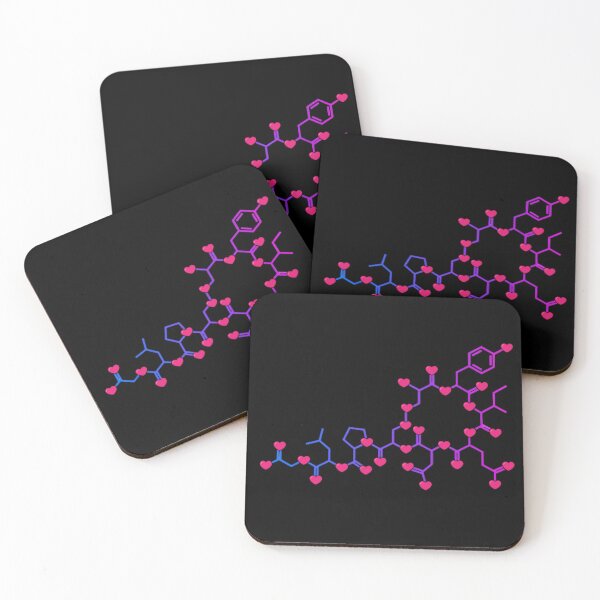 Item preview, Love Hormone Oxytocin Rainbow Chemical Structure (Black Background) designed and sold by Yellow-Eyes.