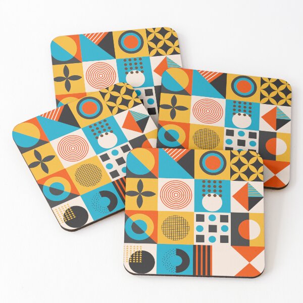 Item preview, Retro Turquoise and Orange Shapes Neo Geo Pattern designed and sold by Krysanthe.