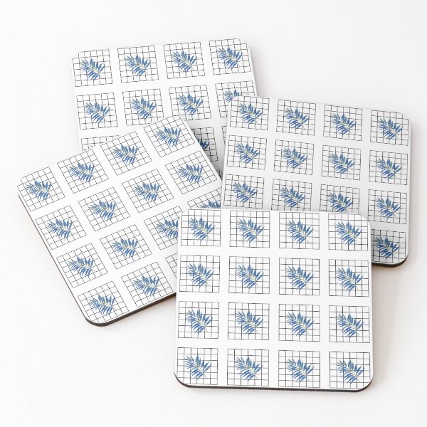 Item preview, Grid and blue leaves pattern designed and sold by michelethesilva.