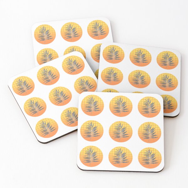 Item preview, Sunset orange grid and leaves designed and sold by michelethesilva.